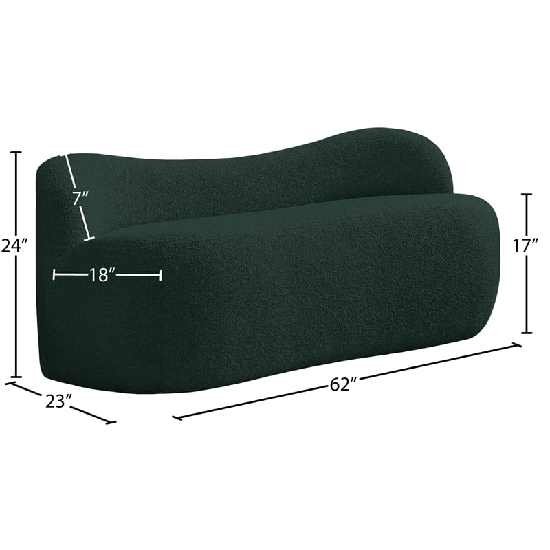 Meridian Furniture Flair Green Boucle Fabric Bench