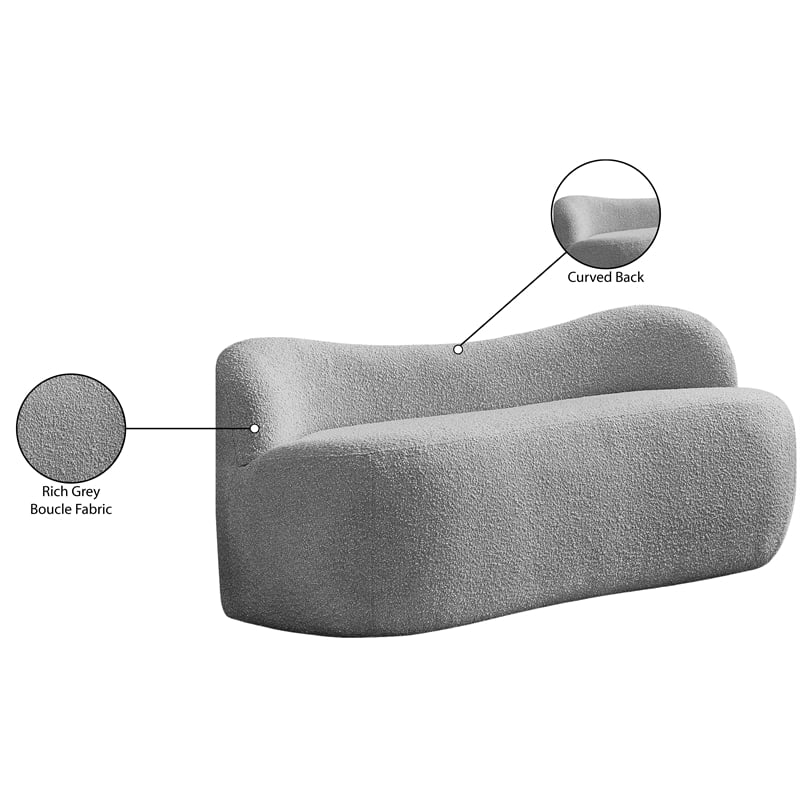 Meridian Furniture Flair Grey Boucle Fabric Bench