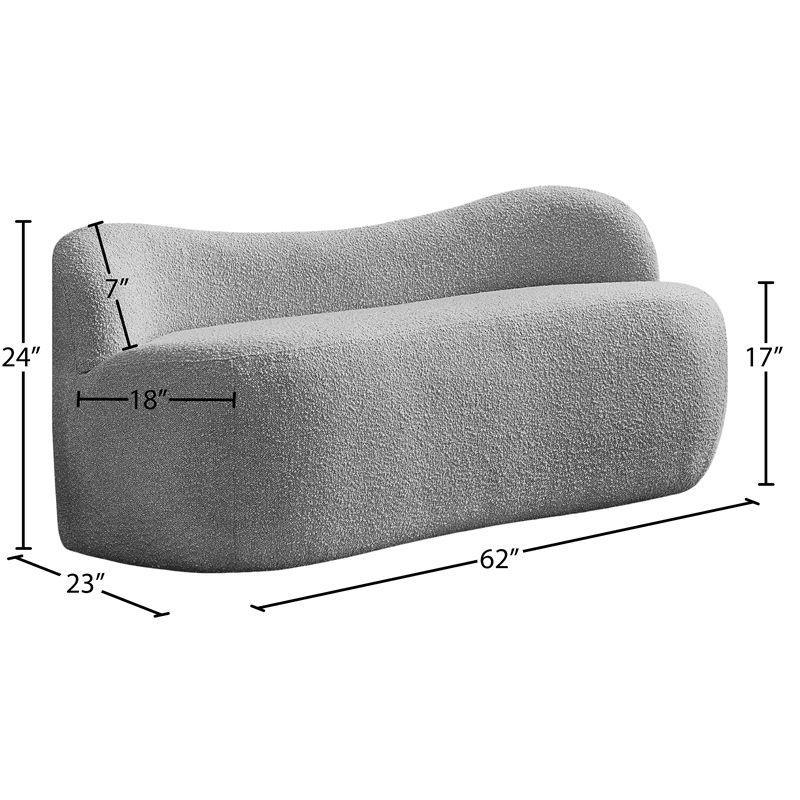 Meridian Furniture Flair Grey Boucle Fabric Bench