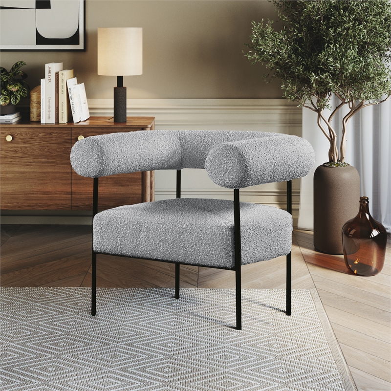 Meridian Furniture Blake Grey Boucle Fabric Accent Chair