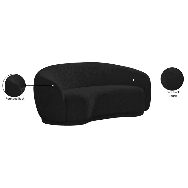 Meridian Furniture Hyde Black Boucle Fabric Loveseat