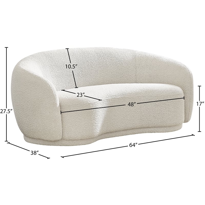 Meridian Furniture Hyde Cream Boucle Fabric Loveseat