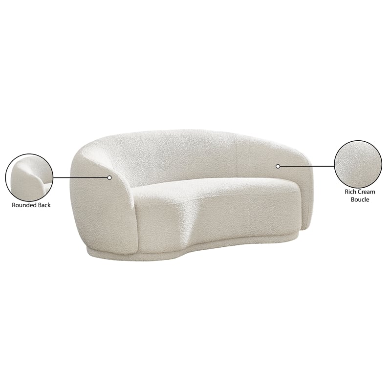 Meridian Furniture Hyde Cream Boucle Fabric Loveseat