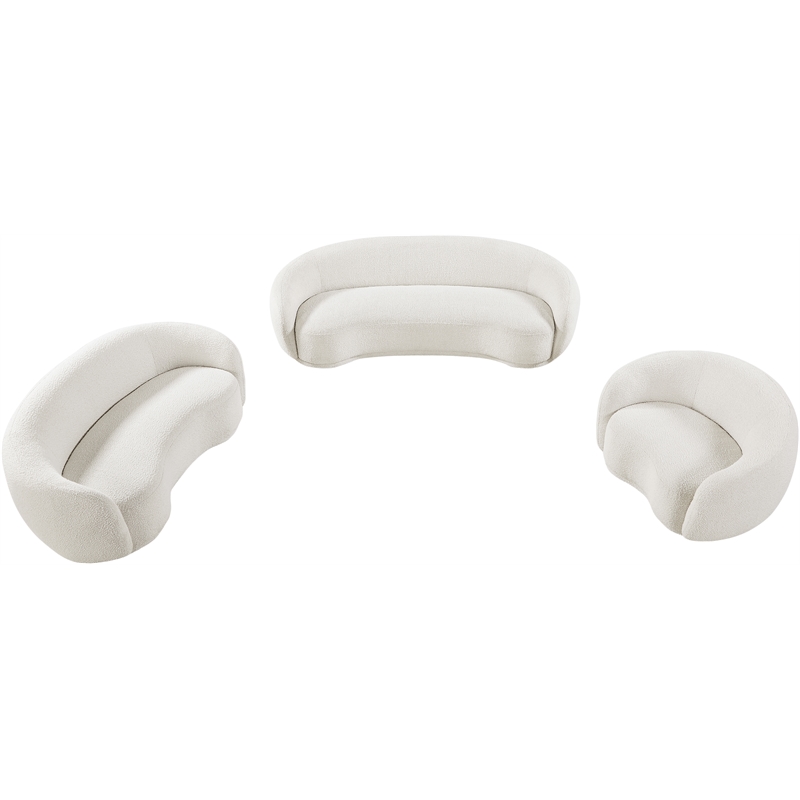 Meridian Furniture Hyde Cream Boucle Fabric Sofa