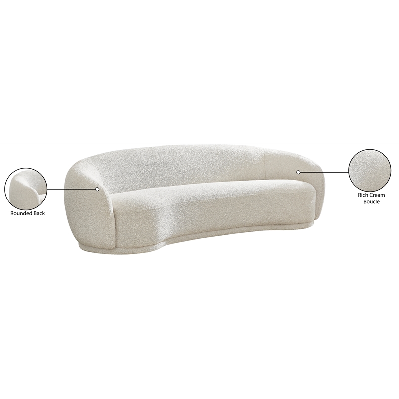 Meridian Furniture Hyde Cream Boucle Fabric Sofa