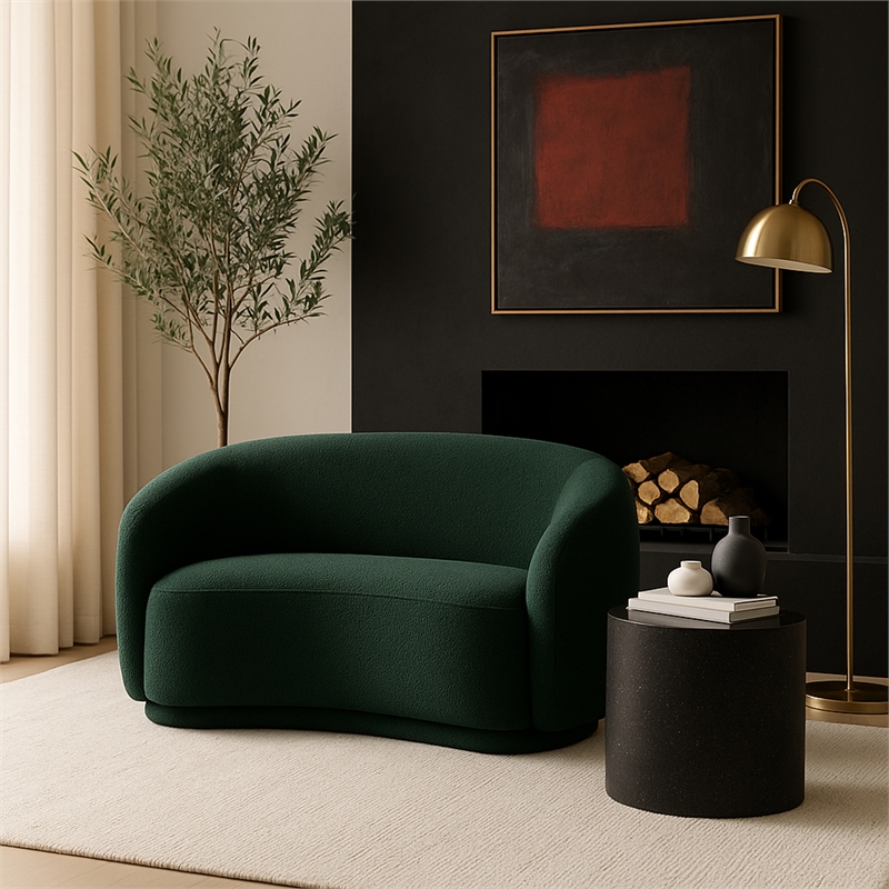 Meridian Furniture Hyde Green Boucle Fabric Loveseat