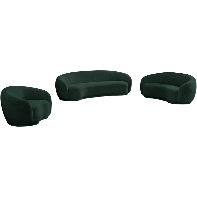 Meridian Furniture Hyde Green Boucle Fabric Loveseat