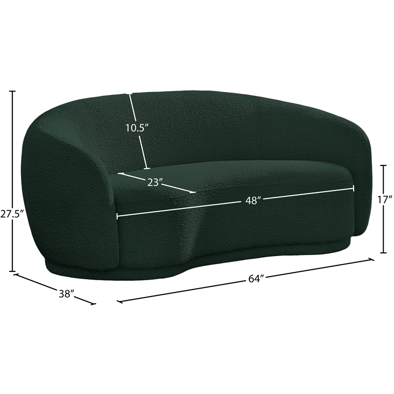 Meridian Furniture Hyde Green Boucle Fabric Loveseat
