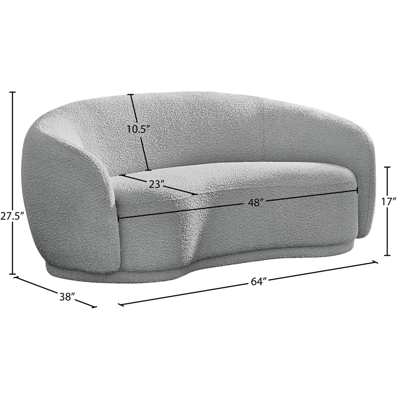 Meridian Furniture Hyde Grey Boucle Fabric Loveseat