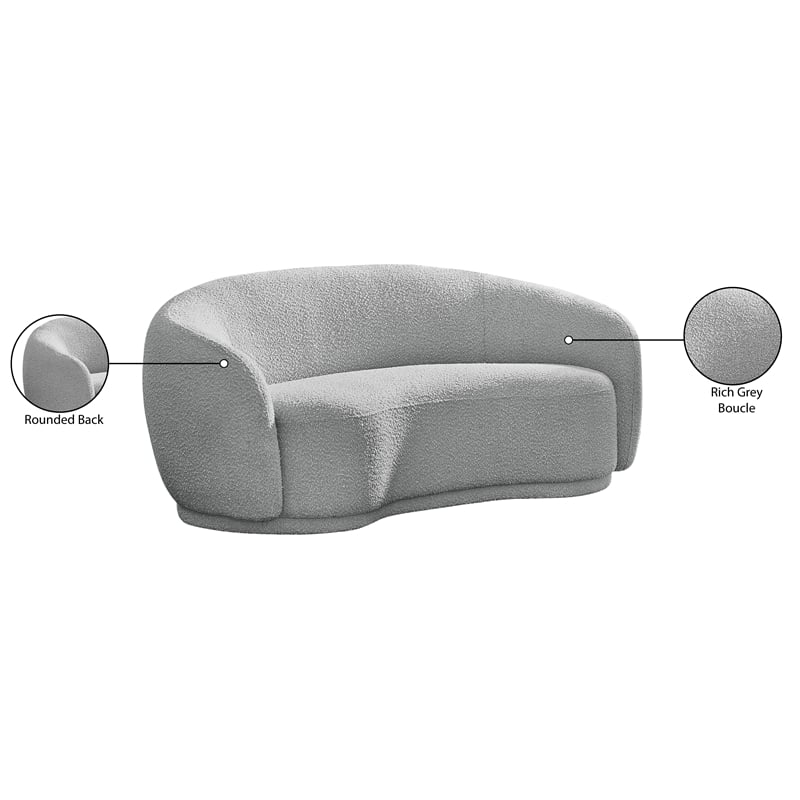 Meridian Furniture Hyde Grey Boucle Fabric Loveseat