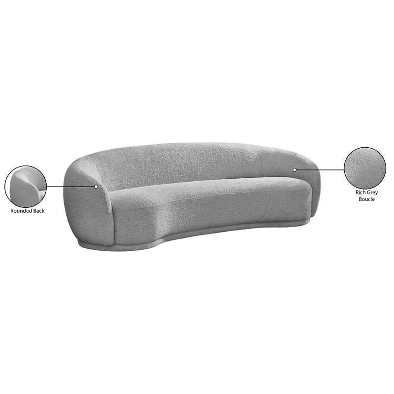 Meridian Furniture Hyde Grey Boucle Fabric Sofa