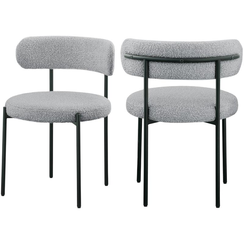 Meridian Furniture Beacon Grey Boucle Fabric Dining Chair