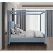Meridian Furniture Emerson Sky Blue Linen Textured Fabric King Bed