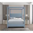 Meridian Furniture Emerson Sky Blue Linen Textured Fabric Queen Bed