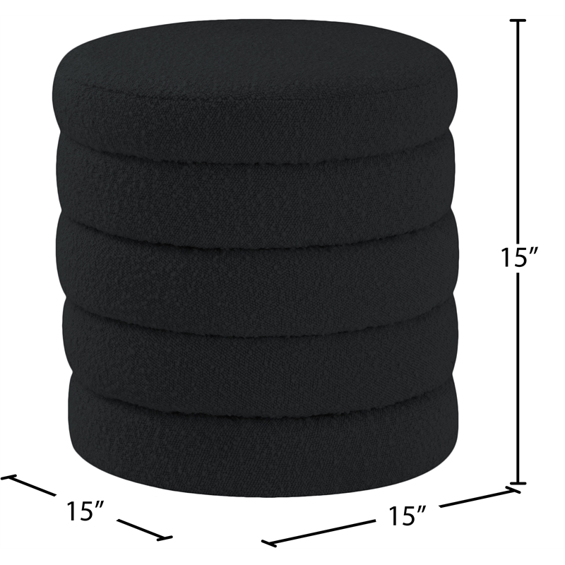 Meridian Furniture Aphia Black Boucle Fabric Ottoman/Stool