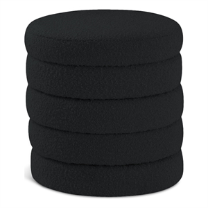 Meridian Furniture Aphia Black Boucle Fabric Ottoman/Stool