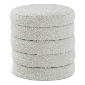 Meridian Furniture Aphia Cream Boucle Fabric Ottoman/Stool
