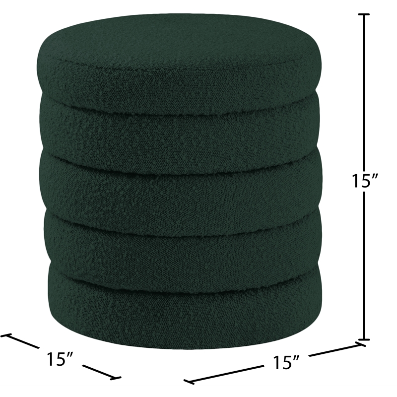Meridian Furniture Aphia Green Boucle Fabric Ottoman/Stool