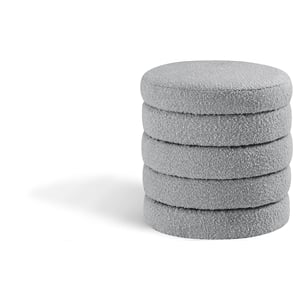 Meridian Furniture Aphia Grey Boucle Fabric Ottoman/Stool