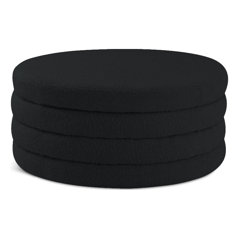 Meridian Furniture Aphia Black Boucle Fabric Ottoman/Coffee Table