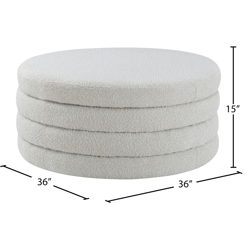 Meridian Furniture Aphia Cream Boucle Fabric Ottoman/Coffee Table