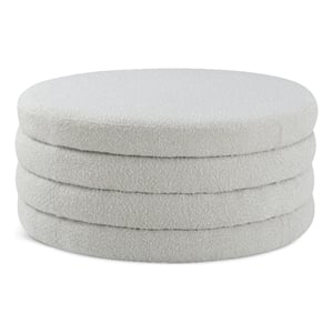 Meridian Furniture Aphia Cream Boucle Fabric Ottoman/Coffee Table