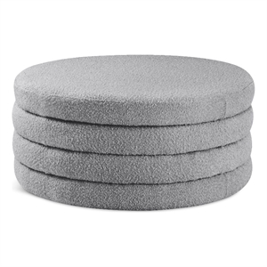 Meridian Furniture Aphia Grey Boucle Fabric Ottoman/Coffee Table
