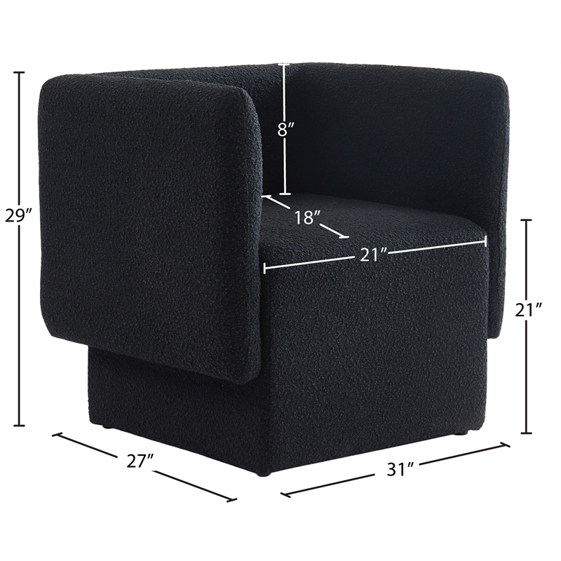 Meridian Furniture Vera Black Boucle Fabric Accent Chair