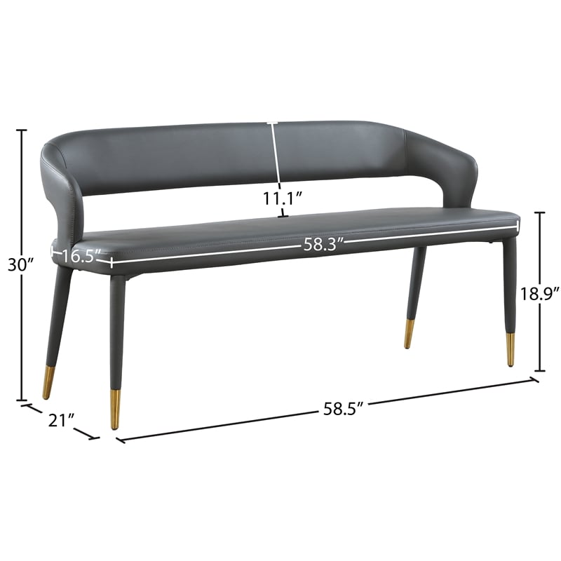 Meridian Furniture Destiny Grey Vegan Leather Bench