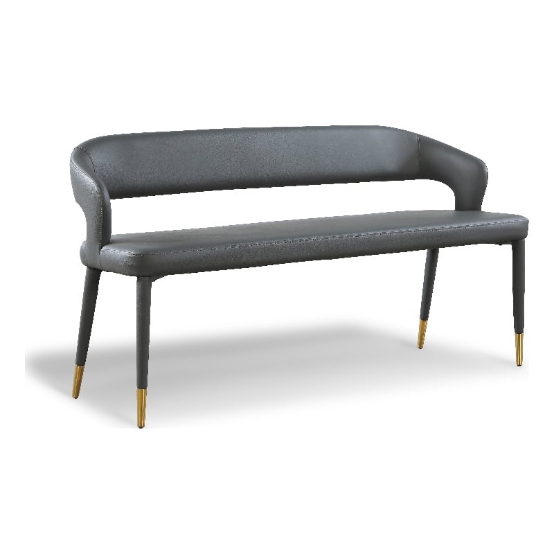 Meridian Furniture Destiny Grey Vegan Leather Bench