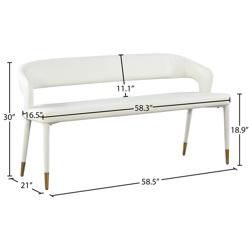 Meridian Furniture Destiny White Vegan Leather Bench