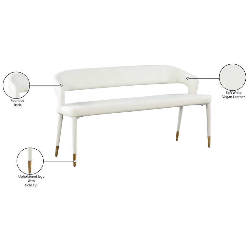 Meridian Furniture Destiny White Vegan Leather Bench