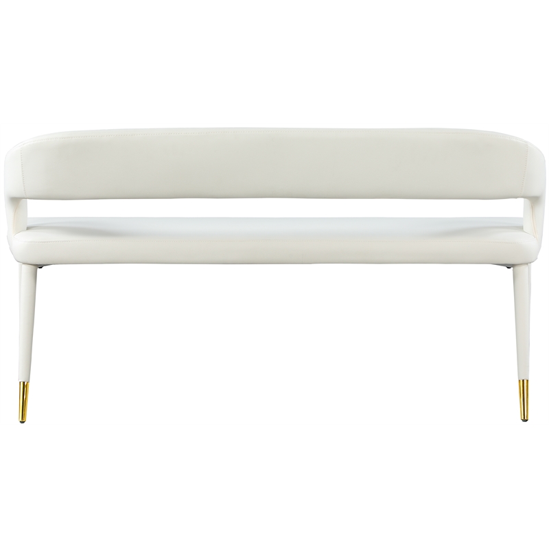Meridian Furniture Destiny White Vegan Leather Bench