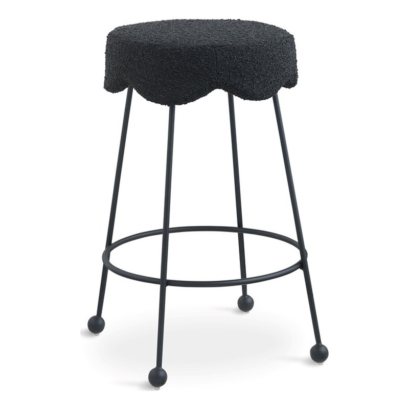 Meridian Furniture Fleur Black Boucle Fabric Counter Stool
