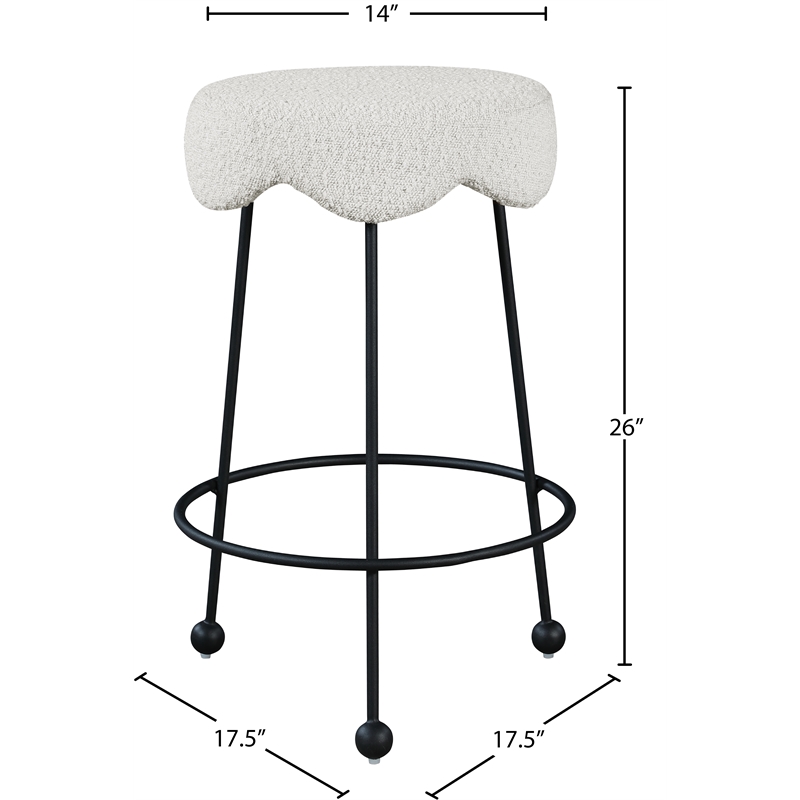 Meridian Furniture Fleur Cream Boucle Fabric Counter Stool