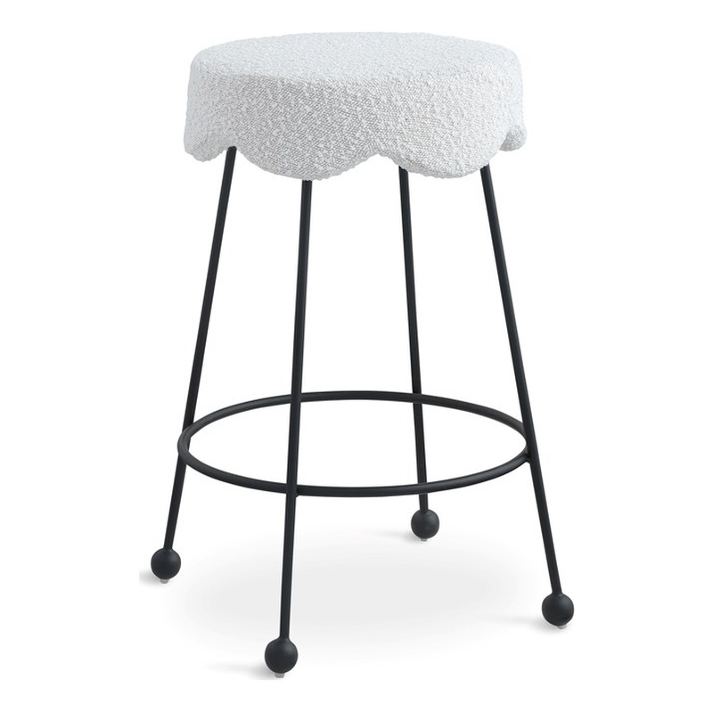 Meridian Furniture Fleur Cream Boucle Fabric Counter Stool