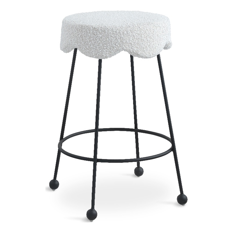 Meridian Furniture Fleur Cream Boucle Fabric Counter Stool