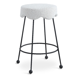 Meridian Furniture Fleur Cream Boucle Fabric Counter Stool