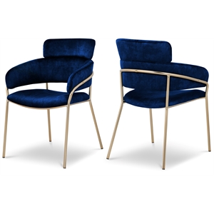 Meridian Furniture Yara Navy Velvet Dining Chair (Set of 2)