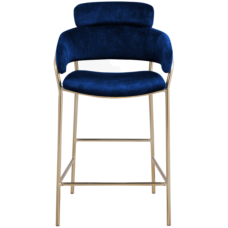Meridian Furniture Yara Navy Velvet Counter Stool
