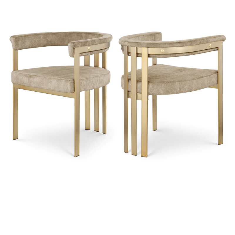 Meridian Furniture Marcello Beige Velvet Dining Chair (Set of 2)