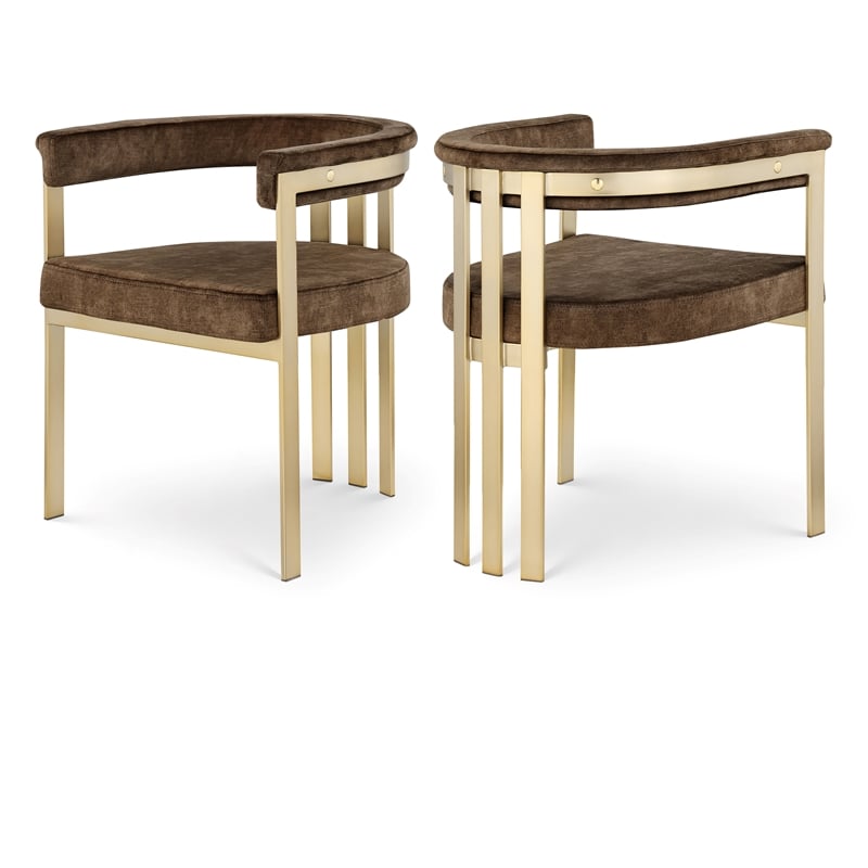 Meridian Furniture Marcello Brown Velvet Dining Chair (Set of 2)
