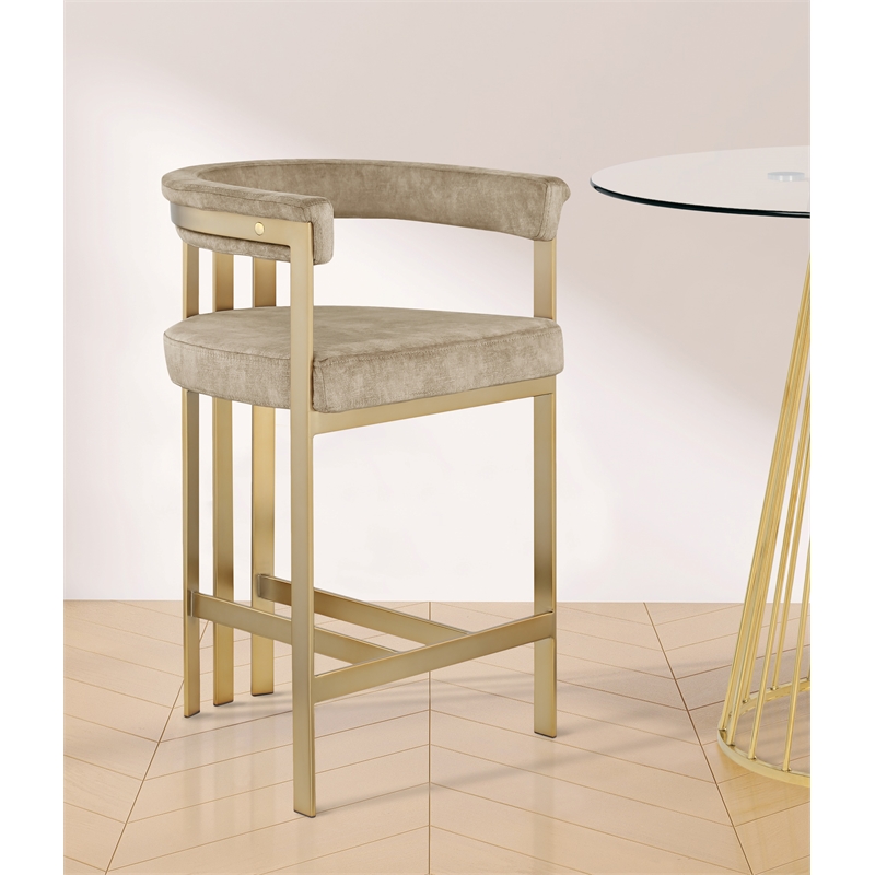 Meridian Furniture Marcello Beige Velvet Counter Stool (Set of 2)