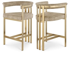 Meridian Furniture Marcello Beige Velvet Counter Stool (Set of 2)