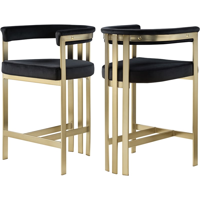 Meridian Furniture Marcello Black Velvet Counter Stool (Set of 2)