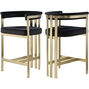 Meridian Furniture Marcello Black Velvet Counter Stool (Set of 2)