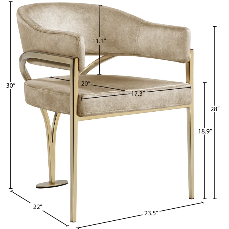 Meridian Furniture Madelyn Beige Velvet Dining Chair (Set of 2)