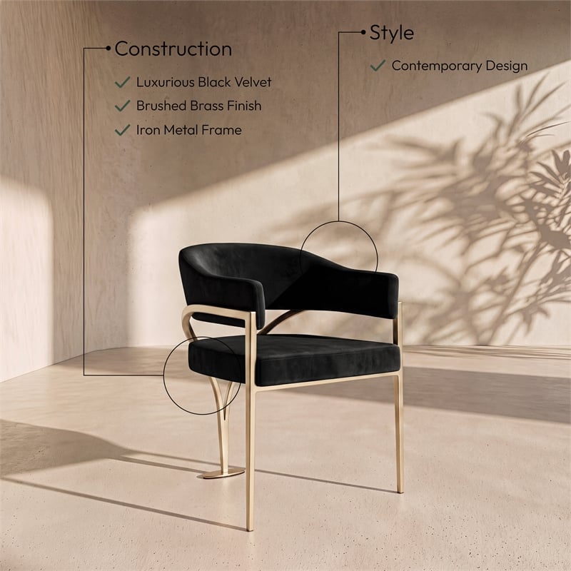 Meridian Furniture Madelyn Black Velvet Dining Chair (Set of 2)