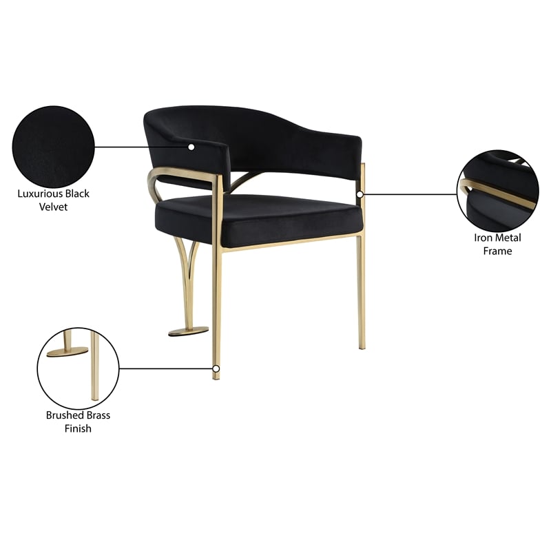 Meridian Furniture Madelyn Black Velvet Dining Chair (Set of 2)