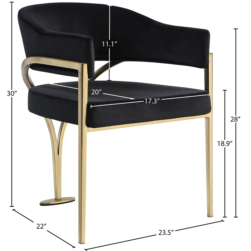Meridian Furniture Madelyn Black Velvet Dining Chair (Set of 2)
